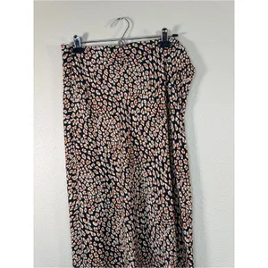 Intimately Free People Black Tan Animal Print Satin Maxi Skirt Womens XL Casual thumbnail 10