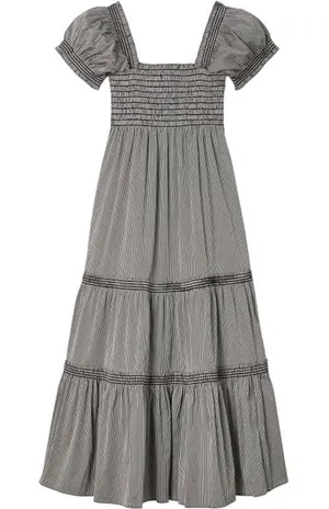 Tory Burch Smocked Midi Dress Size Large thumbnail 1