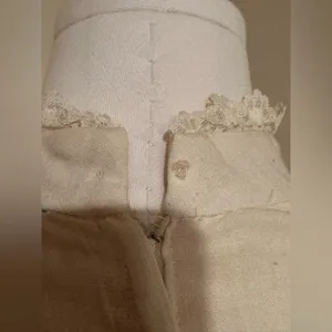 1970’s Prairie-Style Delicate Vintage Cream Puff Sleeves high neck bodice, waist thumbnail 14