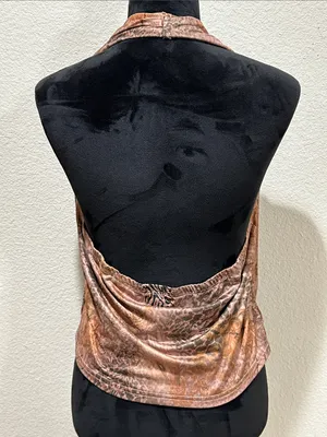 Women's Cowl Halter Top in Rose Gold Brown thumbnail 2