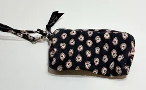 Vintage Paisley Vera Bradley Wristlet Black Quilted Made In USA thumbnail 1