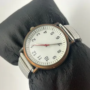 Silver Tone White Dial Stainless Steel Watch Expansion Band Working thumbnail 4