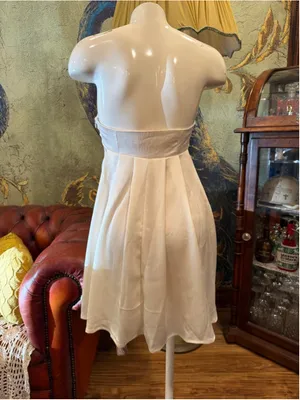 MISSGUIDED White Strapless Babydoll Mini Dress Pleated Empire Waist Festival XS thumbnail 5