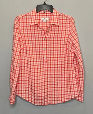 Vineyard Vines Gingham Plaid Pink &‎ Orange Pullover Blouse thumbnail 1