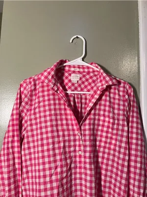 J. Crew Factory Women's Size Small Plaid Gauze Shirt in Boy Fit Buff Berry Pink thumbnail 3