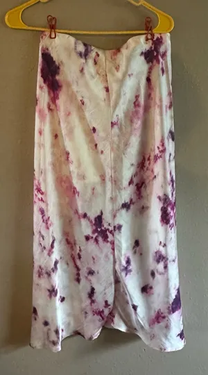 Bardot Kendal Tie Dye Satin Midi Slip Skirt Purple Pink Watercolor Bias Cut M 8 thumbnail 2