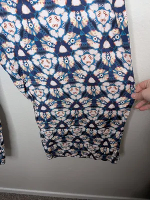 Anthropologie Geometrical Blue White Wide-Leg Pull on Pants XL thumbnail 5