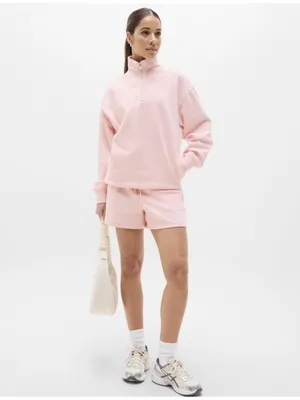 New Athleta M Forever Fleece 1/4 Zip Sweatshirt Pink Sand Medium Regular thumbnail 3