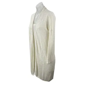 Vila Viril Women's White Basic Knitted Long Sleeve Duster Cardigan Sweater Top L thumbnail 3