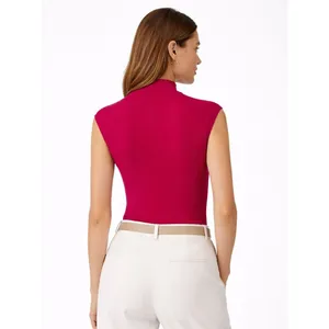 Lafayette 148 New York Sleeveless Mock Neck Ribbed Tank in fuchsia Pink size XL thumbnail 2