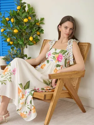 NWT Blu Pepper Off White Floral Tie Strap Empire Waist Midi Dress – Medium thumbnail 6