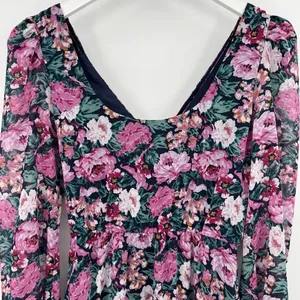 WAYF The Emery‎ Size Small Faux Wrap Long Sleeve Floral Maxi Dress V-Neck Ruffle thumbnail 6