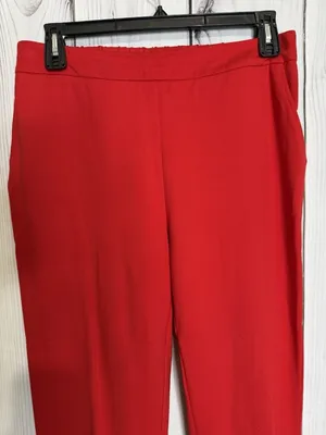 NWT Skies Are Blue Trouser Pants Elastic Waist Red Sz L (34x27) High Rise NEW thumbnail 2