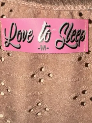 Love to Sleep Romper Coffee Eyelet Tie Front Adj Straps M thumbnail 9