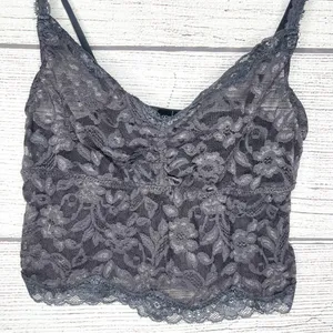 Moda International Sheer Gray Lace Bralette Size Small thumbnail 2