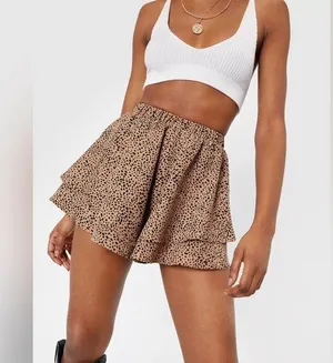 NWOT Nasty Gal Abstract Polka Dot Ruffle Tiered Shorts thumbnail 1