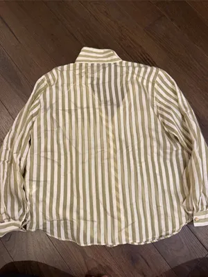 Zara Striped Green & Cream Button-Up Women's Shirt Size XL NWT - C30-139 thumbnail 6
