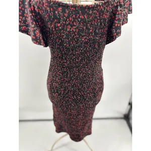 Waverleigh Black Red Floral Smocked Short Sleeve Dress Size Large NWT thumbnail 9