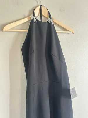 NWD IEENA Mac Duggal [ 2 ] Halter Neck Bow Strap Criss Cross Column Gown #J19 thumbnail 4