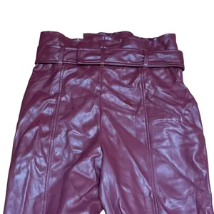 VICI burgundy faux leather cropped pants thumbnail 4