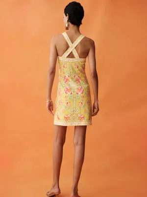 NWT Few Moda Delores Dress size 4 linen ANAYA yellow floral mini sunlit blooms thumbnail 3