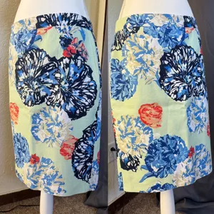 J.Crew Womens Floral Cotton Pencil Skirt‎ Mint Blue Green Size 8 thumbnail 7