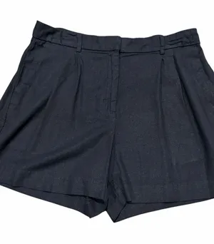 Old Navy Linen Blend Shorts Women’s Medium Black High Rise Pleated Adjustable thumbnail 1