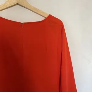 Vintage Floral hand painted Red Maxi Dress‎ Womens XL Long Sleeve high slits thumbnail 10