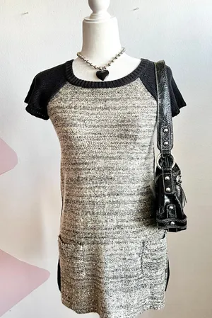 Vintage Gray Sweater Dress Y2K 2000s 90s Retro Indie Sleaze‎ XS thumbnail 1