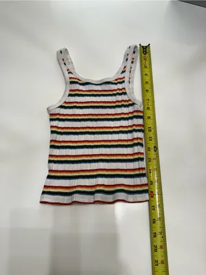 Brandy Melville Striped Ribbed Tank Top in White Multicolor thumbnail 5