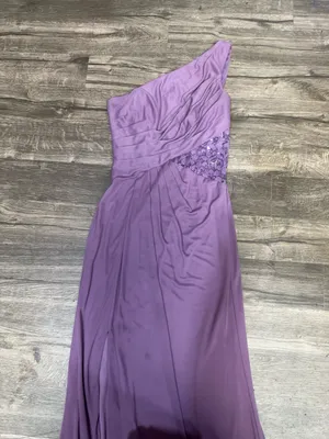 David’s Bridal Lavender One Shoulder Lace Bridesmaid Formal Gown Size 4 thumbnail 5