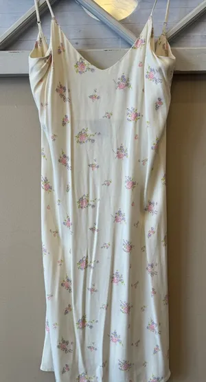 Reformation Floral Slip‎ Dress in Cream and Pink size 2 thumbnail 1