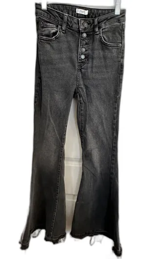Forever 21 Faded Black Bell Bottom Button Up Jeans Women's Sz 25 thumbnail 1