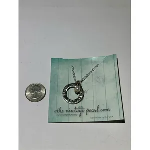 The Vintage Pearl Necklace Blessed Grandma Washer Pendant silver Charm elegant thumbnail 3