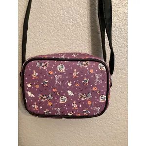 NWOT Loungefly Disney Mickey Mouse & Friends Purple Halloween AOP Crossbody Bag thumbnail 3