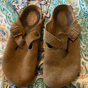 Birkenstock Brown Suede Boston Slide On Clogs thumbnail 1