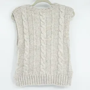 American Eagle Womens Wool Blend Fisherman Cable Knit Sweater‎ Vest Size S Beige thumbnail 10