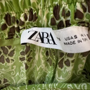 Zara Women's‎ Pants Y2K Wide Leg Pull On Hippie Floral Boho Green Brown Small thumbnail 7