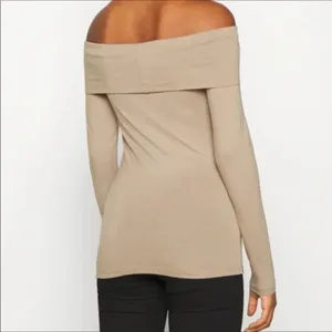Vero Moda Tan Brown Mink Panda Off The Shoulder Long Sleeve Top Blouse Shirt v6x thumbnail 2
