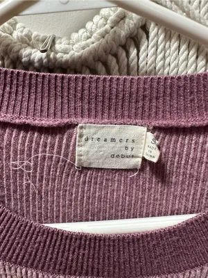 Dreamers Mauve Two-Tone Ribbed Crewneck Sweater thumbnail 2