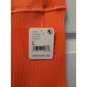 Free People Movement Orange Ribbed Shorts Women’s Size Large‎ thumbnail 3