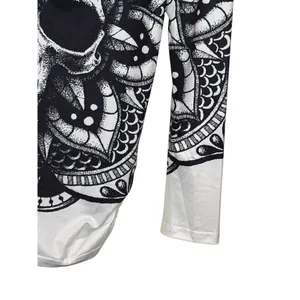 Dressfo Women's‎ Top Gothic Skull Bone Print Long Sleeve Off Neck White Sz.6 NWT thumbnail 3
