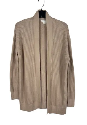 Club Monaco 100% Cotton Cable Knit Cardigan Beige Open Front Oversized XS thumbnail 1