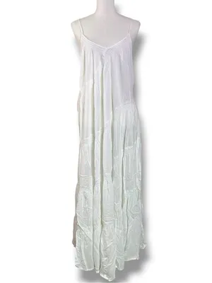 Free People Bohemian Ethereal Billowy Horizon Coast Maxi Dress White XL NWT thumbnail 6