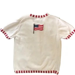 Quacker Factory Costal Grandma America Patriotic Cardigan Sweater M Stars Flags thumbnail 7
