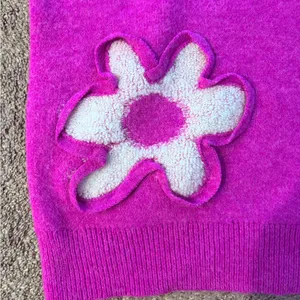 BiBi Vibrant Pink Knit Sweater With Flowers M thumbnail 6