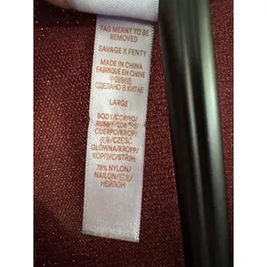 Savage‎ X Fenty Large Burgundy Metallic Ruched Cutout Crop Top thumbnail 5