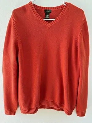 Vintage LL Bean‎ Sweater Womens Large Orange Fishermancore Chunky Thick Ski thumbnail 1