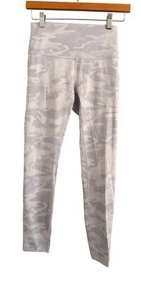 Lululemon High Rise Leggings Womens 6 Grey White Camo‎ Full Length Tights thumbnail 1