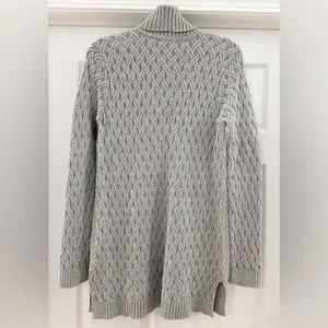 Jeanne Pierre Cable Knit Fisherman Tunic Sweater Gray thumbnail 6